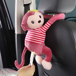 image-Pipihou Plush Car Tissue Box Cover Yoyo Rabbit Hanging Drawer