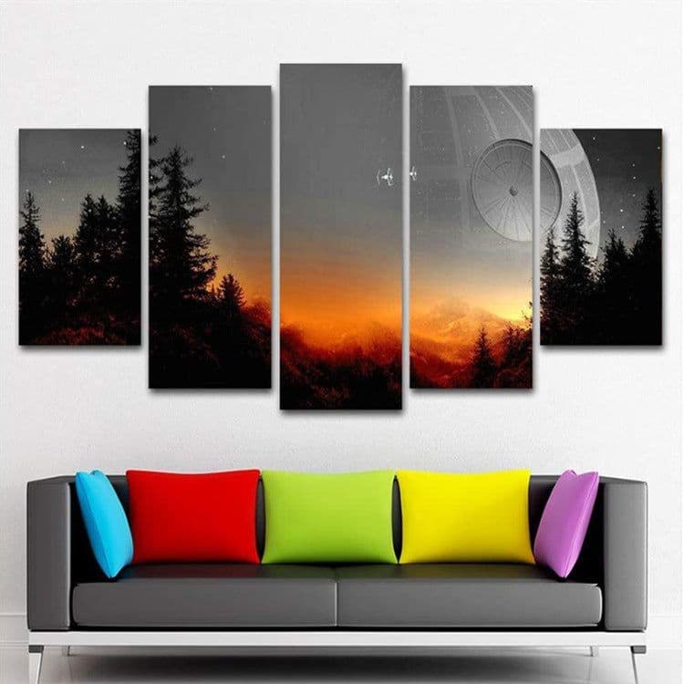 image-5 Piece Framed Canvas Wall Art Set Dead Tree Print Modern Decor