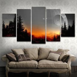 image-5 Piece Framed Canvas Wall Art Set Dead Tree Print Modern Decor