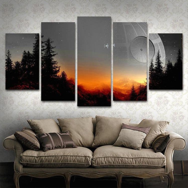 image-5 Piece Framed Canvas Wall Art Set Dead Tree Print Modern Decor