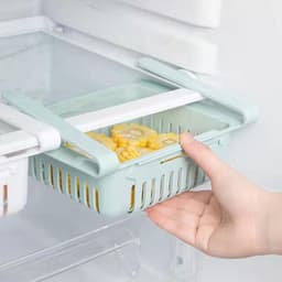 image-Refrigerator Retractable Drawer Storage Basket Organizer Box