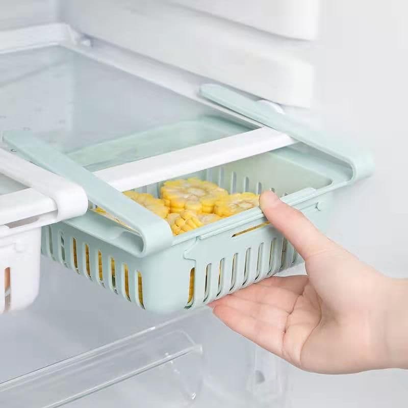 image-Refrigerator Retractable Drawer Storage Basket Organizer Box