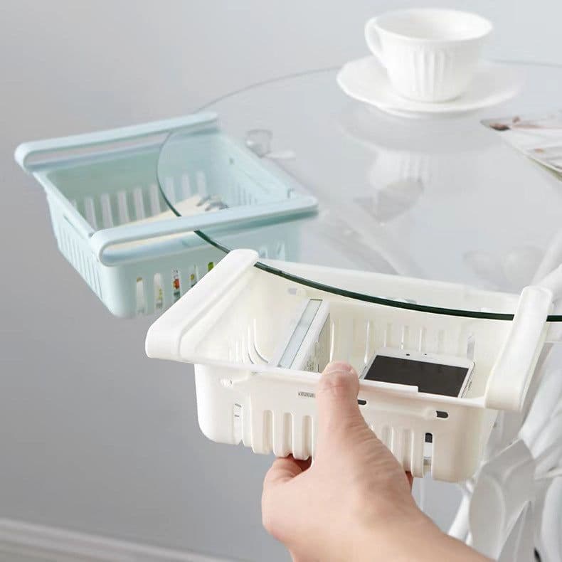 image-Refrigerator Retractable Drawer Storage Basket Organizer Box