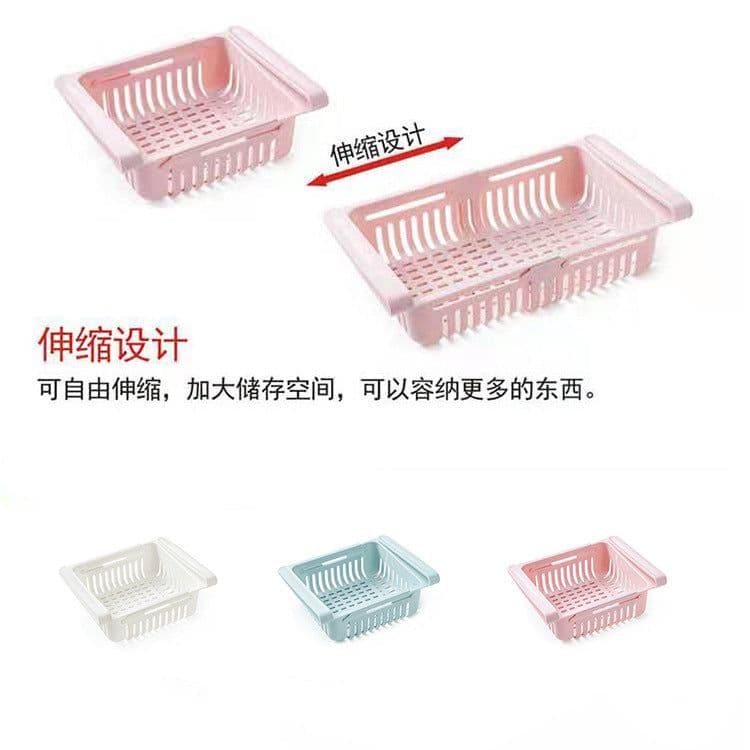 image-Refrigerator Retractable Drawer Storage Basket Organizer Box