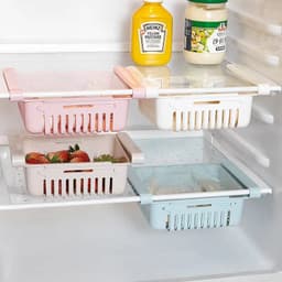 image-Refrigerator Retractable Drawer Storage Basket Organizer Box