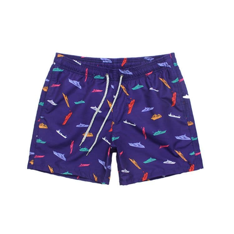image-Chetstyle Men's Quick-Dry Beach Shorts with Palm Tree Print