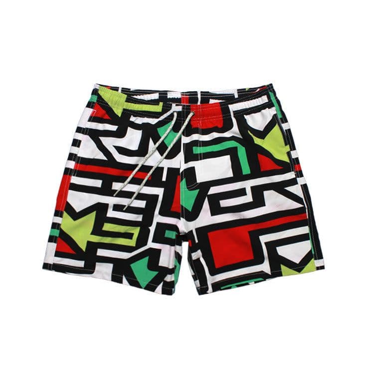 image-Chetstyle Men's Quick-Dry Beach Shorts with Palm Tree Print