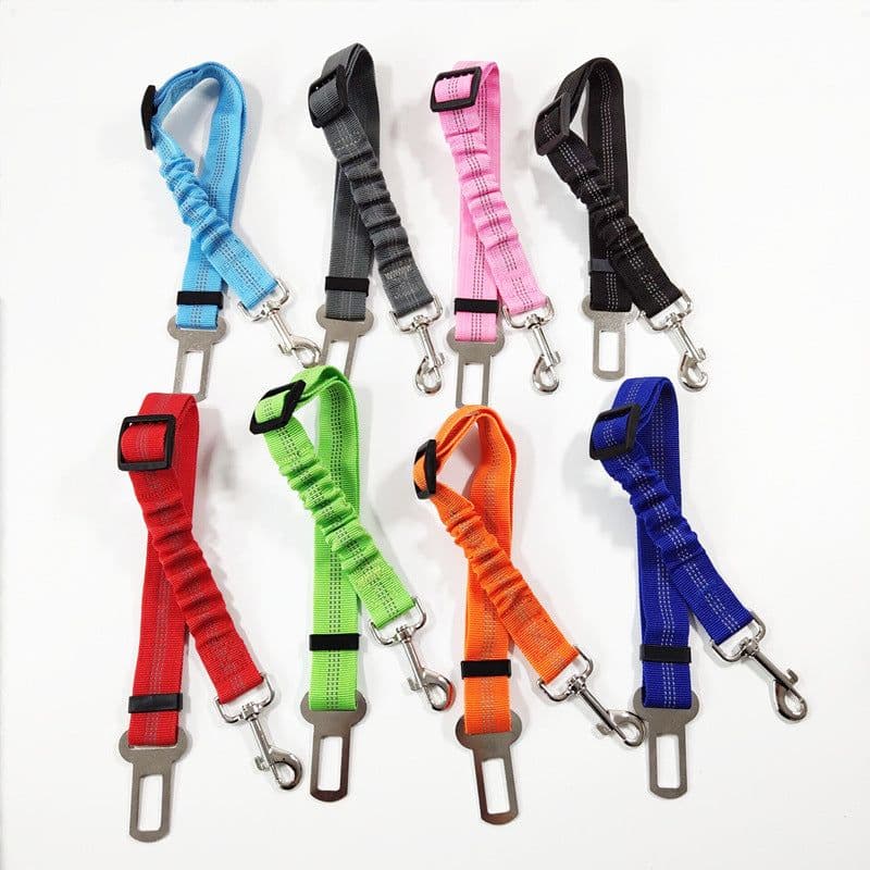 image-Pet Car Safety Seat Belt with Reflective Elastic Dog Leash