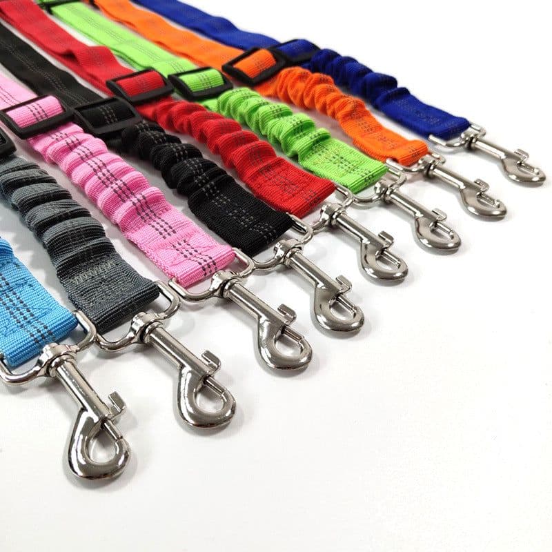 image-Pet Car Safety Seat Belt with Reflective Elastic Dog Leash