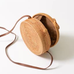 image-Handmade Rattan Woven Round Bag 20cm Hollow Straw Crossbody Bag