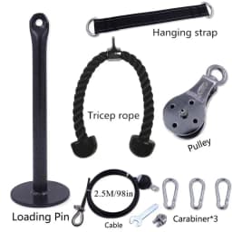 image-Cable Machine Attachment Rope with Pulley for Triceps Training