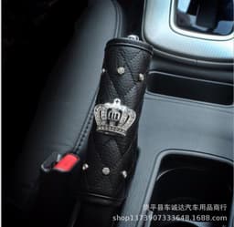 image-Crown Seat Belt Shoulder Pad with One-Button Start Ring Black