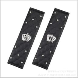 image-Crown Seat Belt Shoulder Pad with One-Button Start Ring Black