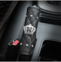 image-Crown Seat Belt Shoulder Pad with One-Button Start Ring Black