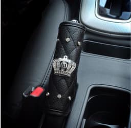 image-Crown Seat Belt Shoulder Pad with One-Button Start Ring Black
