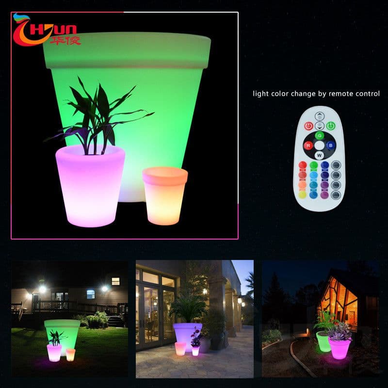 image-Huajun LED Luminous Flower Pot Round Waterproof IP65 Rechargeable