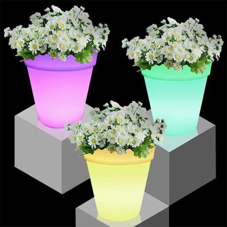 image-Huajun LED Luminous Flower Pot Round Waterproof IP65 Rechargeable