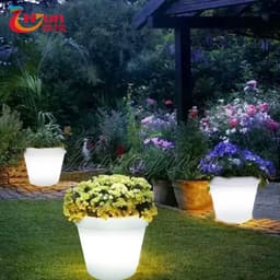 image-Huajun LED Luminous Flower Pot Round Waterproof IP65 Rechargeable