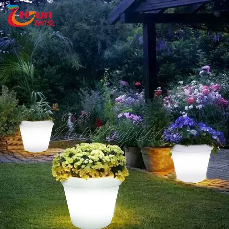 image-Huajun LED Luminous Flower Pot Round Waterproof IP65 Rechargeable