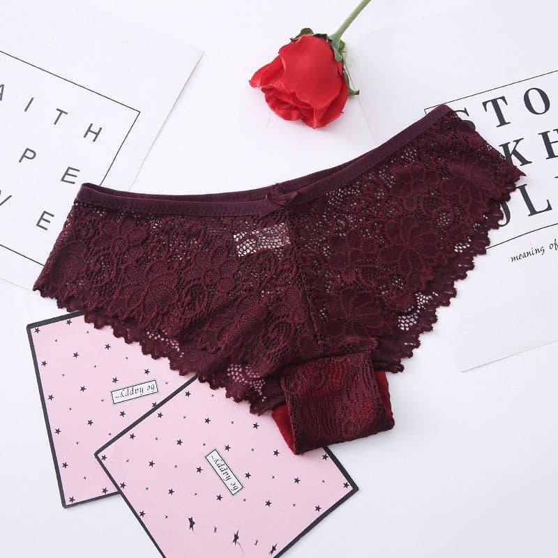 image-Women's Low-Waist Lace Ice Silk Seamless Panties