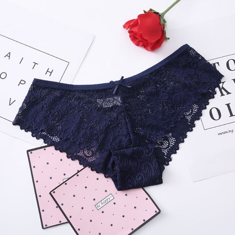 image-Women's Low-Waist Lace Ice Silk Seamless Panties