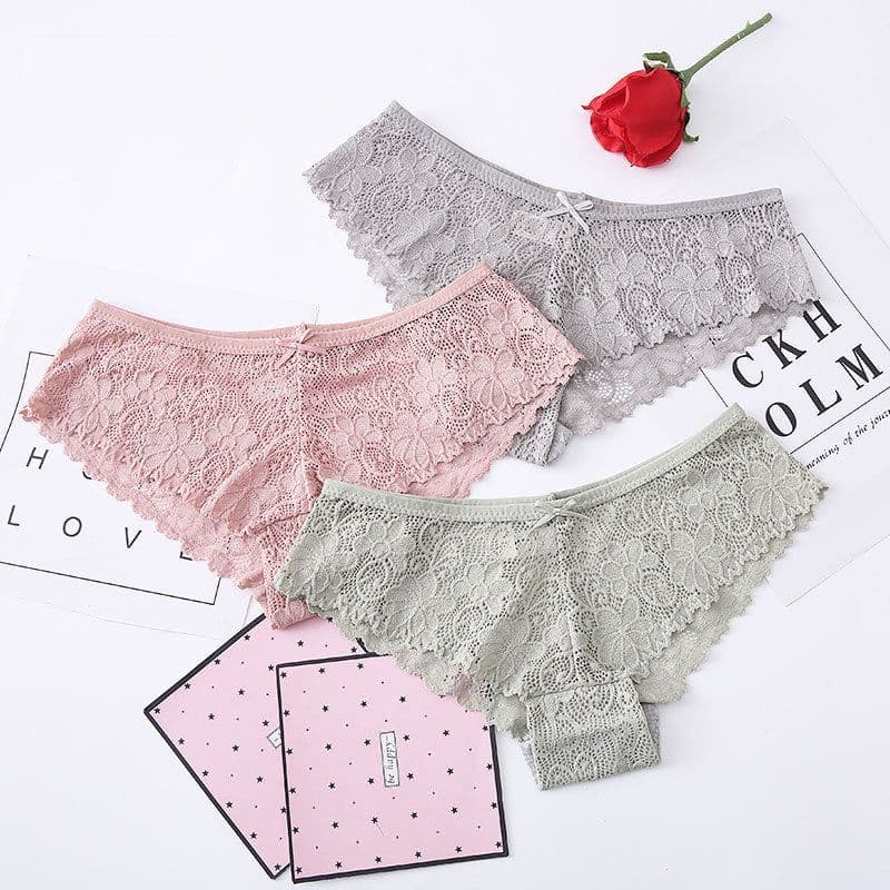 image-Women's Low-Waist Lace Ice Silk Seamless Panties