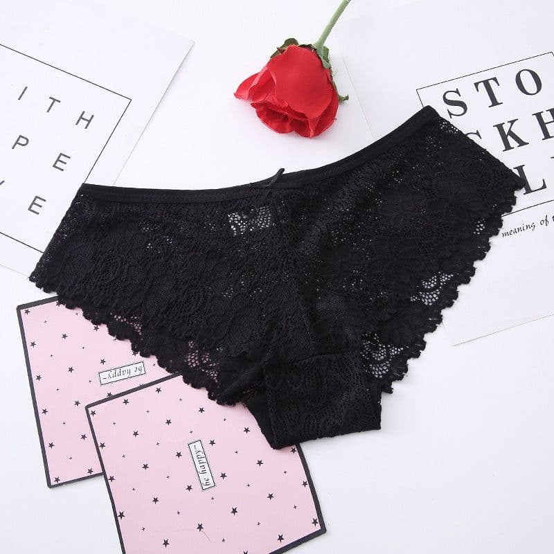 image-Women's Low-Waist Lace Ice Silk Seamless Panties