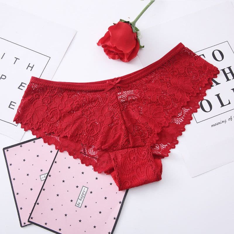 image-Women's Low-Waist Lace Ice Silk Seamless Panties