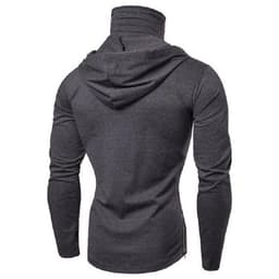 image-Men's Hooded Skull Print Long Sleeve T-Shirt Black High Neck