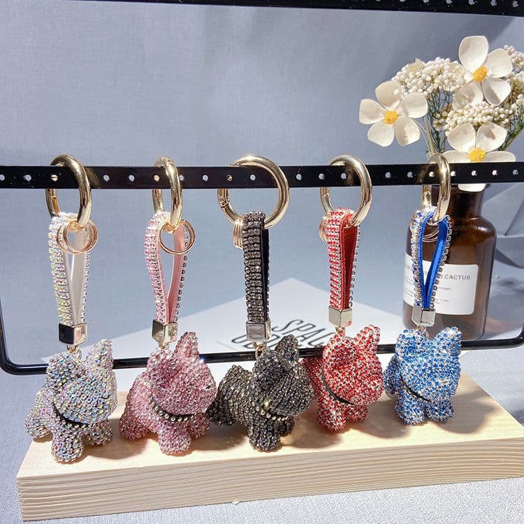 image-Rhinestone Dog Keychain Pendant Bag Charm Women's Accessories