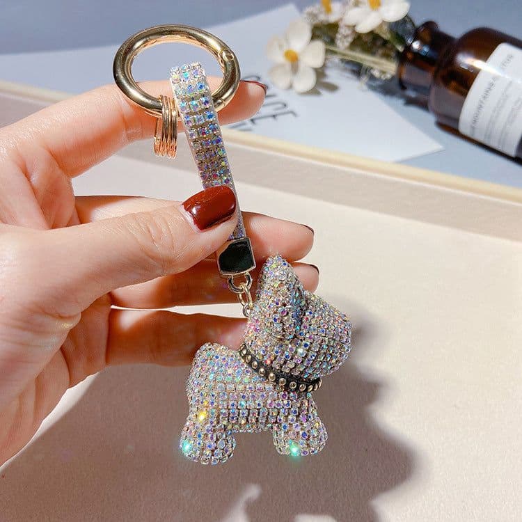 image-Rhinestone Dog Keychain Pendant Bag Charm Women's Accessories