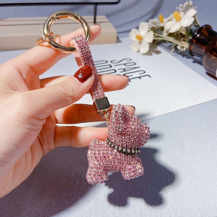 image-Rhinestone Dog Keychain Pendant Bag Charm Women's Accessories