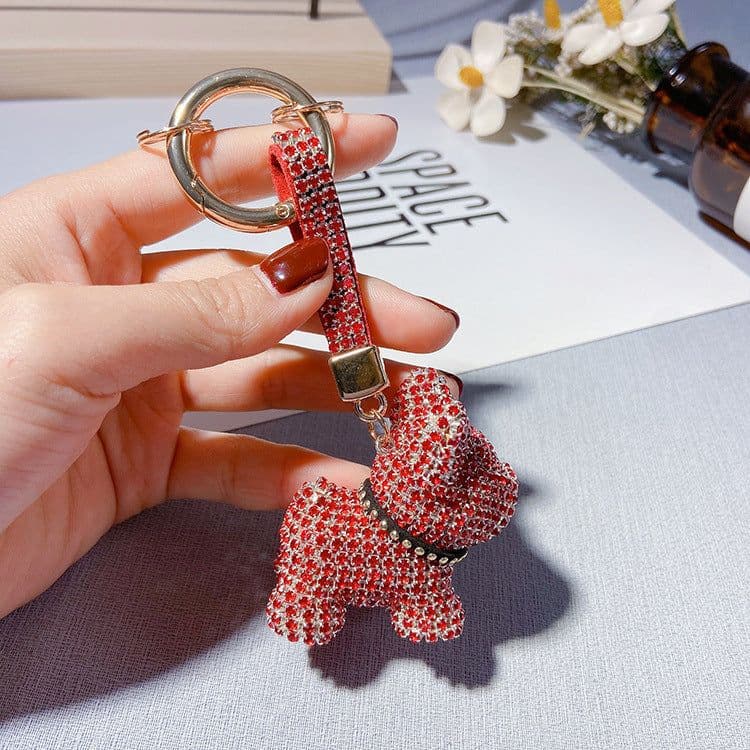 image-Rhinestone Dog Keychain Pendant Bag Charm Women's Accessories