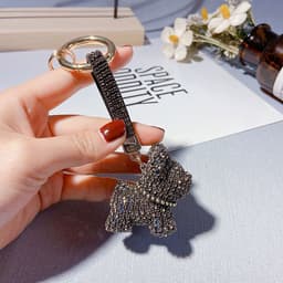 image-Rhinestone Dog Keychain Pendant Bag Charm Women's Accessories
