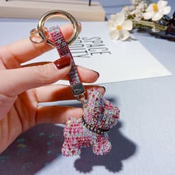 image-Rhinestone Dog Keychain Pendant Bag Charm Women's Accessories