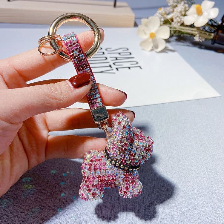 image-Rhinestone Dog Keychain Pendant Bag Charm Women's Accessories