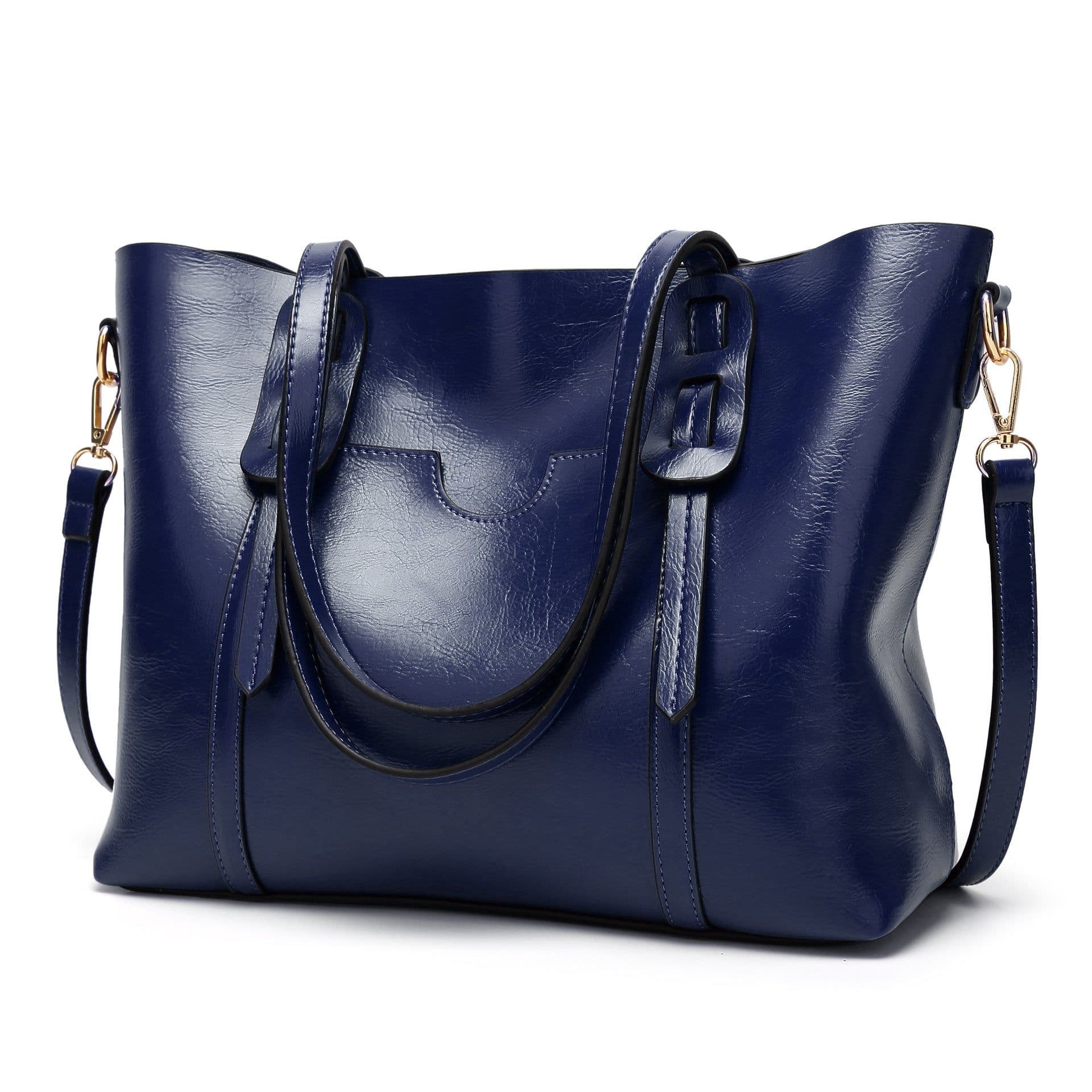 image-Han Yaris Women's PU Leather Tote Handbag - Brown Retro Style
