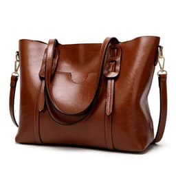 image-Han Yaris Women's PU Leather Tote Handbag - Brown Retro Style