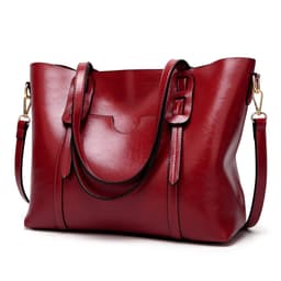 image-Han Yaris Women's PU Leather Tote Handbag - Brown Retro Style