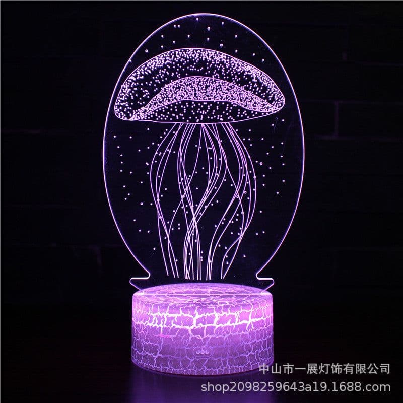 image-Shark Jellyfish 3D LED Night Light Creative Table Lamp