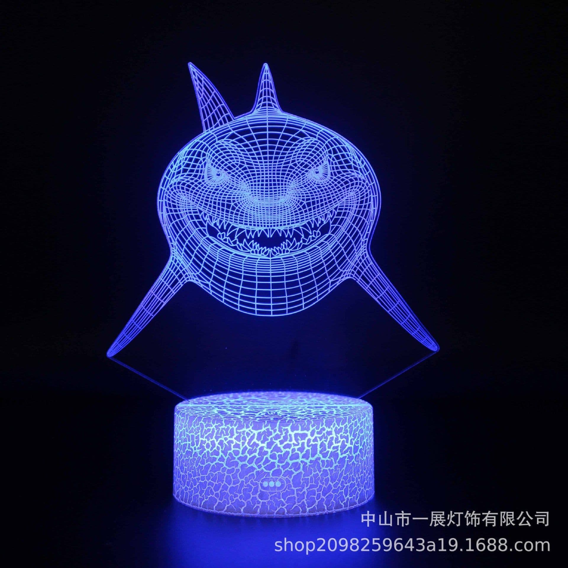 image-Shark Jellyfish 3D LED Night Light Creative Table Lamp