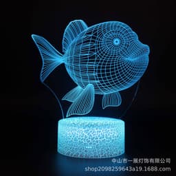 image-Shark Jellyfish 3D LED Night Light Creative Table Lamp