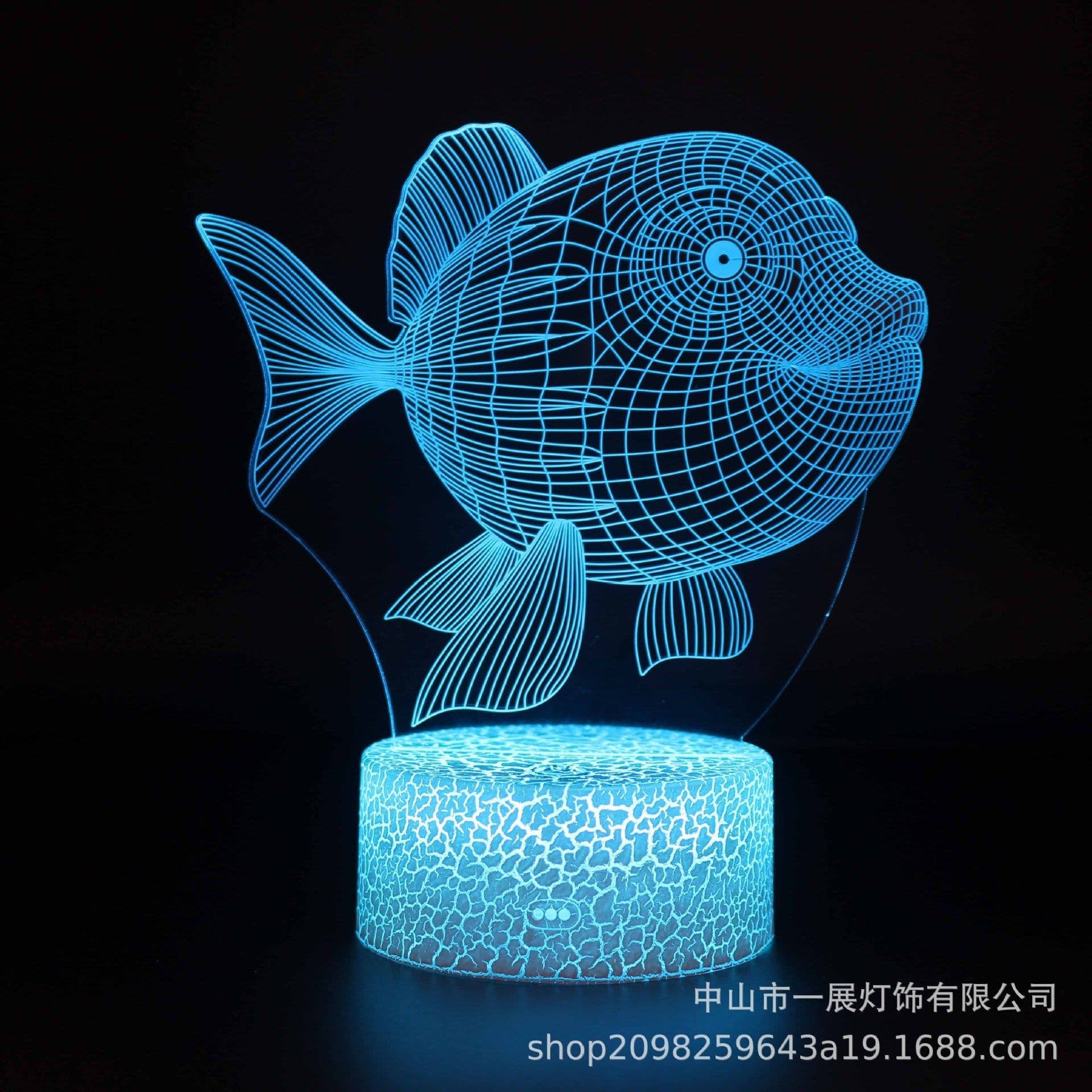 image-Shark Jellyfish 3D LED Night Light Creative Table Lamp