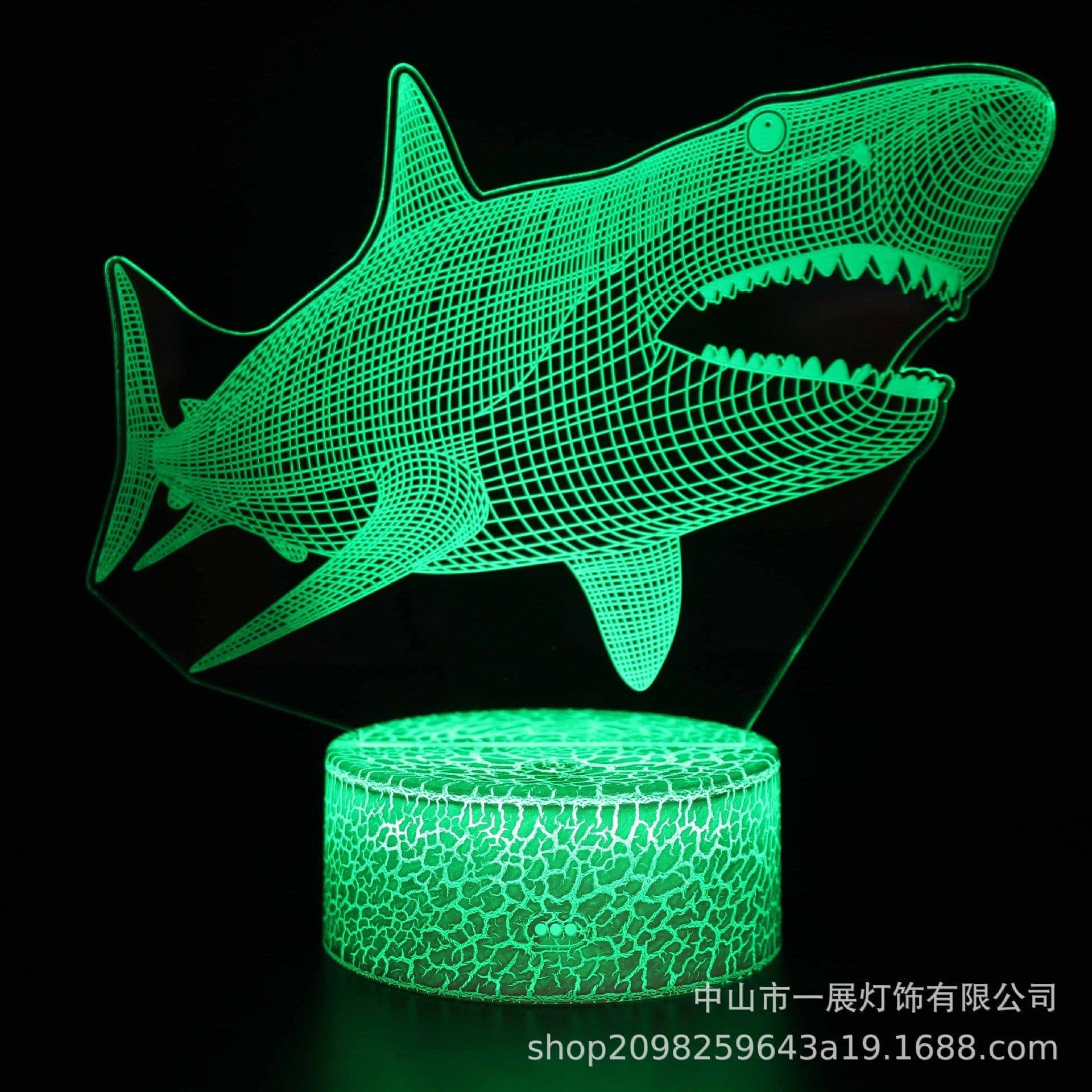 image-Shark Jellyfish 3D LED Night Light Creative Table Lamp