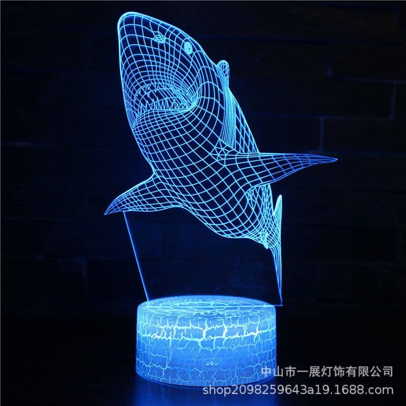 image-Shark Jellyfish 3D LED Night Light Creative Table Lamp