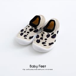 image-Children's Leopard Print Non-Slip Indoor Socks Shoes for Toddlers