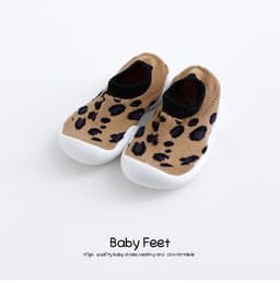 image-Children's Leopard Print Non-Slip Indoor Socks Shoes for Toddlers