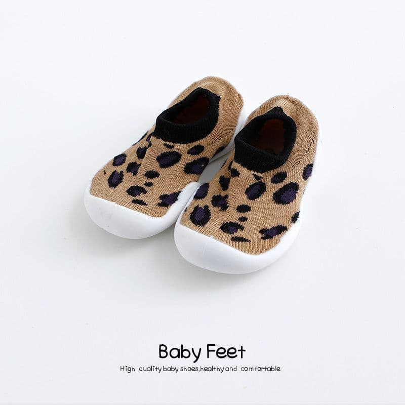 image-Children's Leopard Print Non-Slip Indoor Socks Shoes for Toddlers