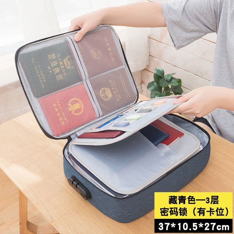 image-Document Storage Bag Multi-Layer Passport Organizer with Zipper