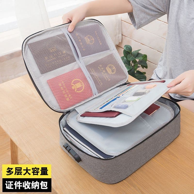 image-Document Storage Bag Multi-Layer Passport Organizer with Zipper